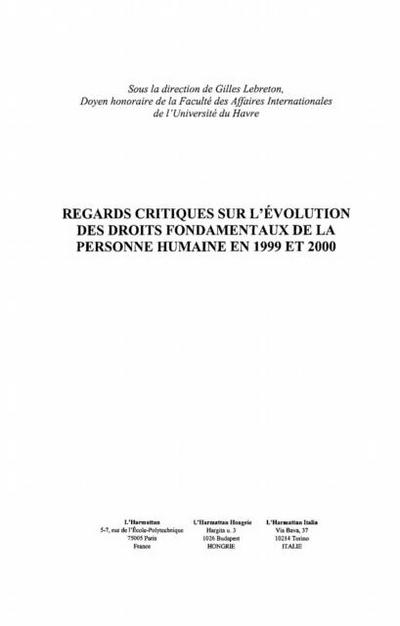 Regards critiques sur l’evolution des dr