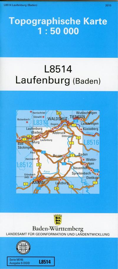 Topographische Karte Baden-Württemberg, Zivilmilitärische Ausgabe - Laufenburg (Baden)