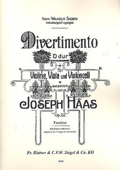 Divertimento D-Dur op.22für Violine, Viola und Violoncello