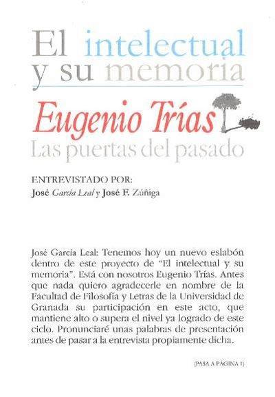 Eugenio Trías : las puertas del pasado