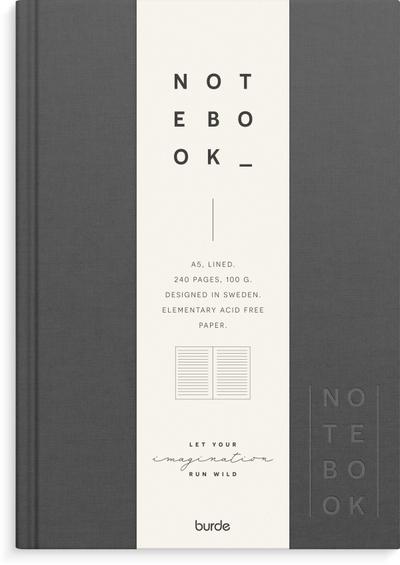 Burde Notizbuch Textil dunkelgrau liniert A5