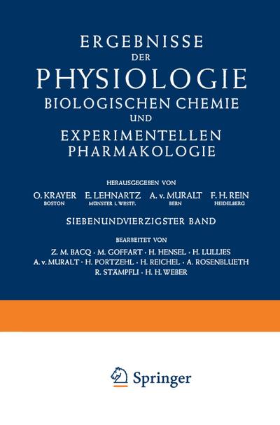 Ergebnisse der Physiologie Biologischen Chemie und Experimentellen Pharmakologie