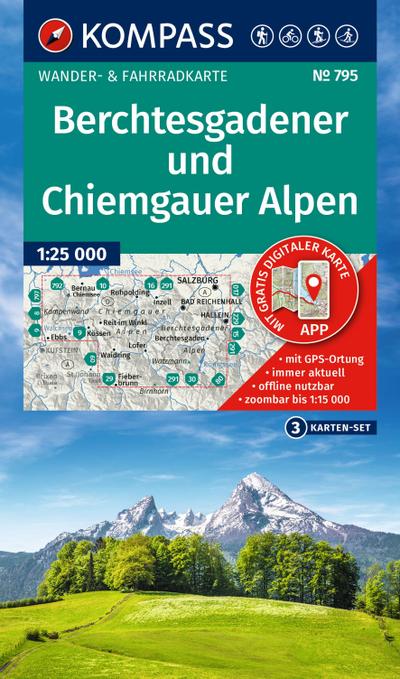 KOMPASS Wanderkarten-Set 795 Berchtesgadener und Chiemgauer Alpen (3 Karten) 1:25.000