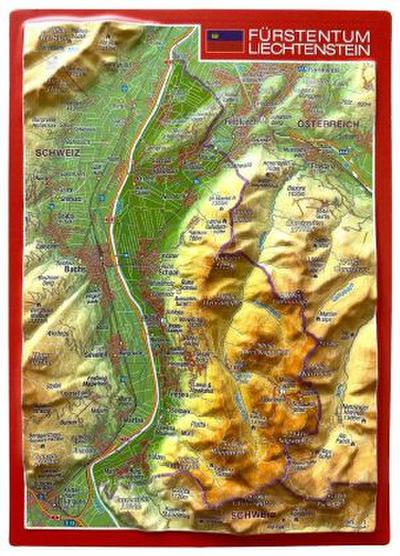 Reliefpostkarte Fürstentum Liechtenstein
