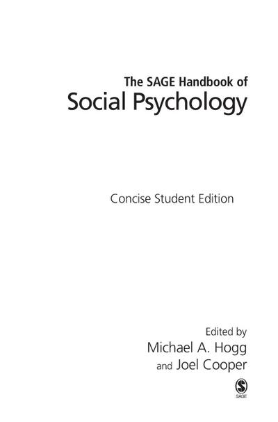 The SAGE Handbook of Social Psychology