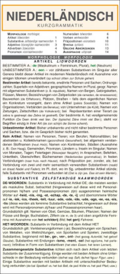 Leporello: Niederländisch Kurzgrammatik - Die komplette Grammatik im Überblick