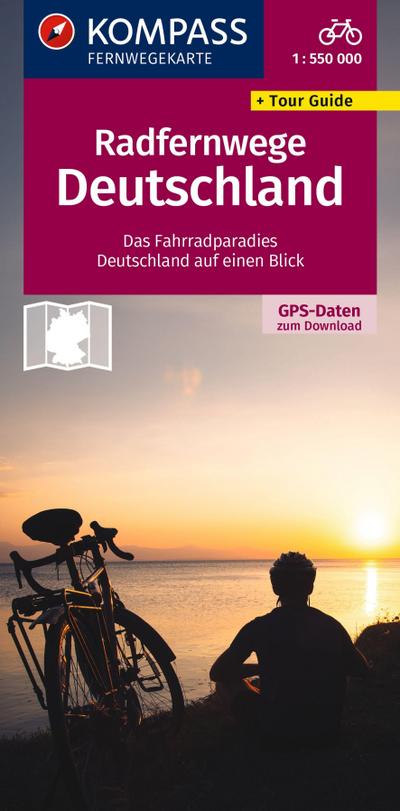 KOMPASS Radfernwegekarte Radfernwege Deutschland 1:550.000