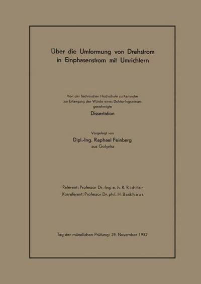 Über die Umformung von Drehstrom in Einphasenstrom mit Umrichtern