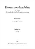 Korrespondenzblatt des Vereins für niederdeutsche 