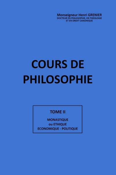 COURS DE PHILOSOPHIE TOME II