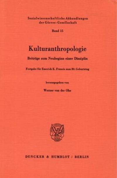 Kulturanthropologie.
