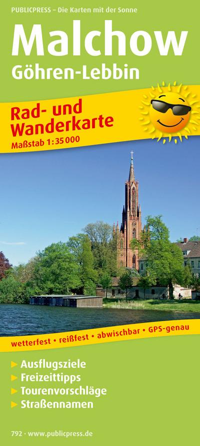 Malchow, Göhren-Lebbin: Rad- und Wanderkarte mit Ausflugszielen, Einkehr- & Freizeittipps, Straßennamen, wetterfest, reißfest, abwischbar, GPS-genau. 1:35000 (Rad- und Wanderkarte / RuWK)