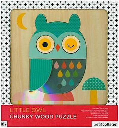 Petit Collage 8081 Holzpuzzle Eule, Mehrfarbig
