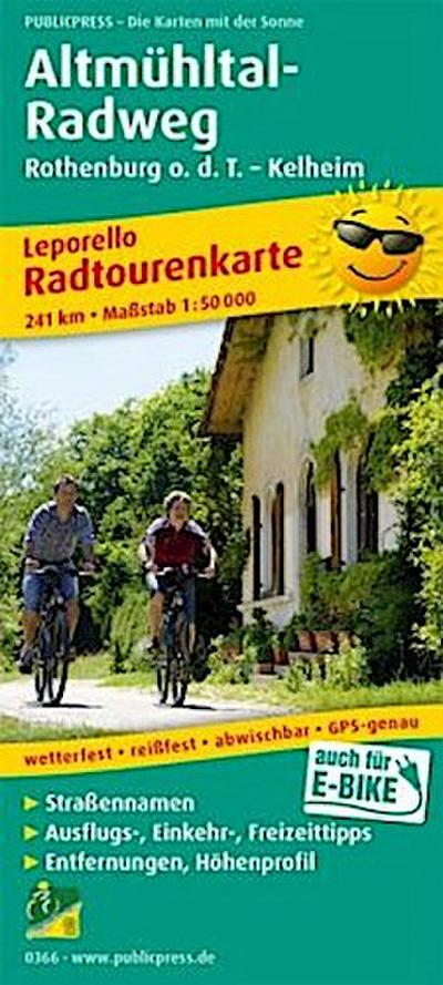 Radwanderkarte Altmühltal-Radweg, Rothenburg o. d. T. - Kelheim 1 : 50 000