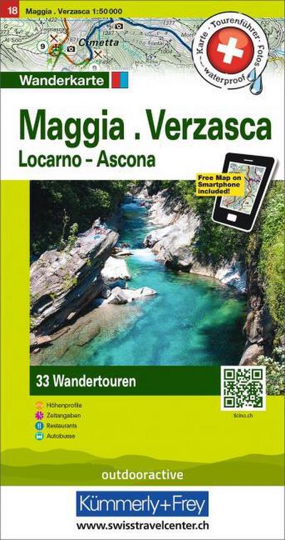Kümmerly+Frey Wandertourenkarte 18 Maggia, Verzasca 1:50.000