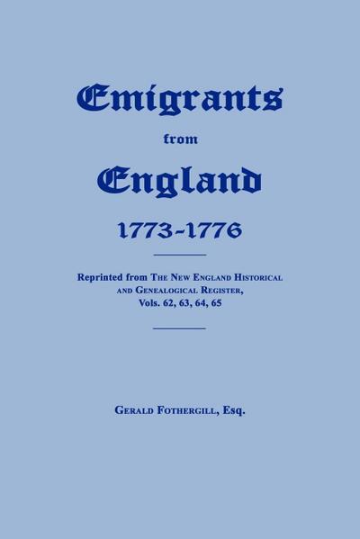 Emigrants From England 1773-1776