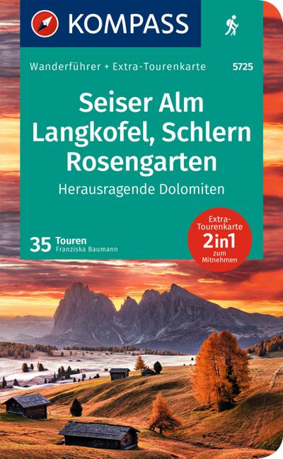 KOMPASS Wanderführer Seiser Alm, Langkofel, Schlern, Rosengarten 1:35 000