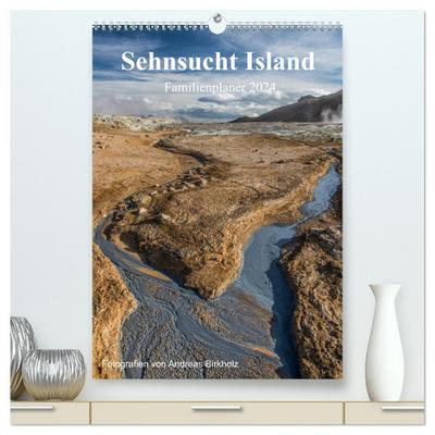 Sehnsucht Island Familienplaner 2024 (hochwertiger Premium Wandkalender 2024 DIN A2 hoch), Kunstdruck in Hochglanz