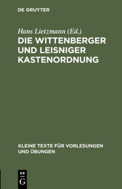 Die Wittenberger und Leisniger Kastenordnung