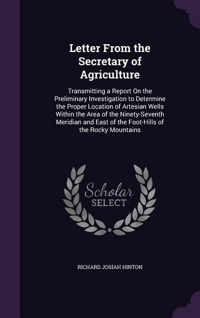 Letter From the Secretary of Agriculture