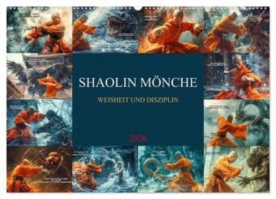 Shaolin Mönche - Weisheit und Disziplin (Wandkalender 2026 DIN A2 quer), CALVENDO Monatskalender