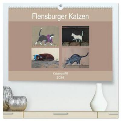 Flensburger Katzen (hochwertiger Premium Wandkalender 2026 DIN A2 quer), Kunstdruck in Hochglanz