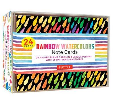 Rainbow Watercolors Note Cards, 24 Blank Cards