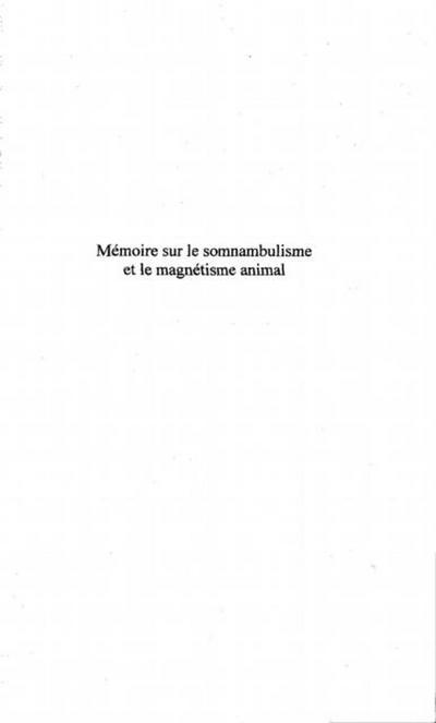 Memoire sur le somnambulisme et le magnetisme animal