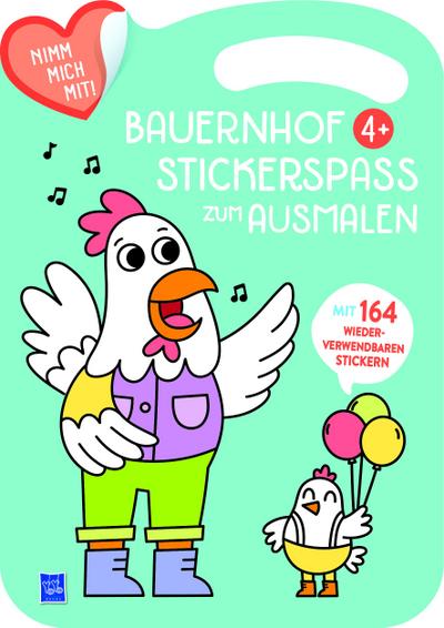 Bauernhof Stickerspaß zum Ausmalen 4+ (Cover blau, Henne), m. 164 Beilage