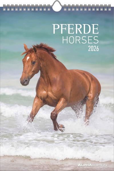 Pferde 2026 - Bildkalender 23,7x34 cm - Kalender mit Platz für Notizen - mit vielen Zusatzinformationen - Horses - Wandkalender - Alpha Edition