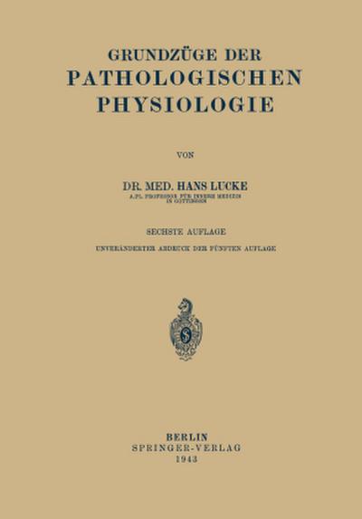 Grundzüge Der Pathologischen Physiologie