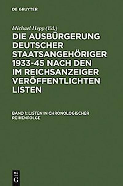 Listen in chronologischer Reihenfolge