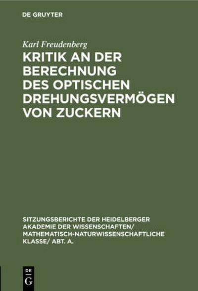 Kritik an der Berechnung des optischen Drehungsvermögen von Zuckern