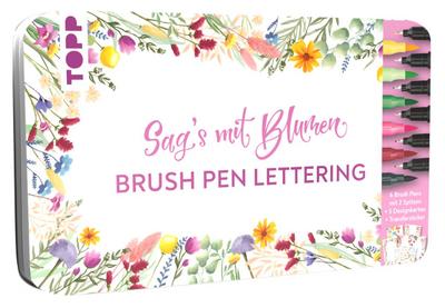 Handlettering Designdose Brush Pens Sag’s mit Blumen