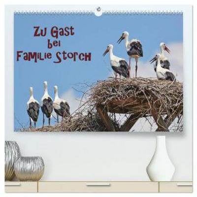 Zu Gast bei Familie Storch (hochwertiger Premium Wandkalender 2026 DIN A2 quer), Kunstdruck in Hochglanz