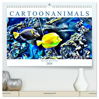 Cartoonanimals (hochwertiger Premium Wandkalender 2024 DIN A2 quer), Kunstdruck in Hochglanz