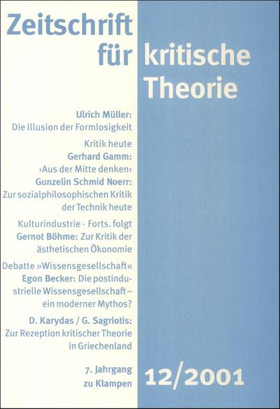 Zeitschrift für kritische Theorie: HEFT 12: 7. Jahrgang (2001)