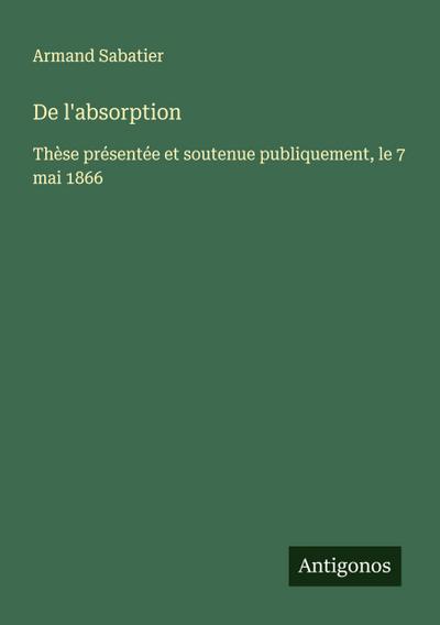 De l’absorption