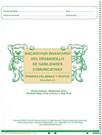 MacArthur Inventario del Desarrollo de Habilidades Comunicativas (Inventario)