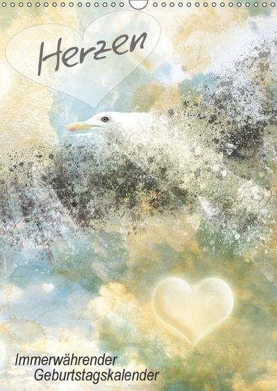 Herzen - Immerwährender Geburtstagskalender (Wandkalender immerwährend DIN A3 hoch)