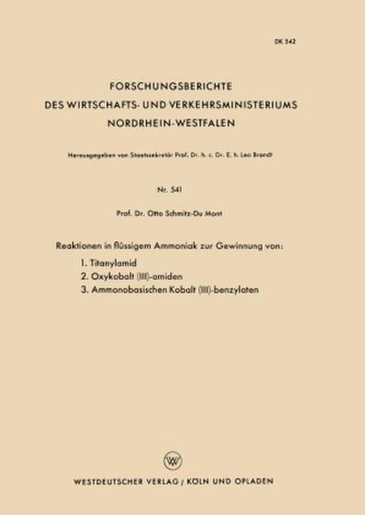 Reaktionen in flüssigem Ammoniak zur Gewinnung von: 1. Titanylamid. 2. Oxykobalt (III)-amiden. 3. Ammonobasischen Kobalt (III)-benzylaten