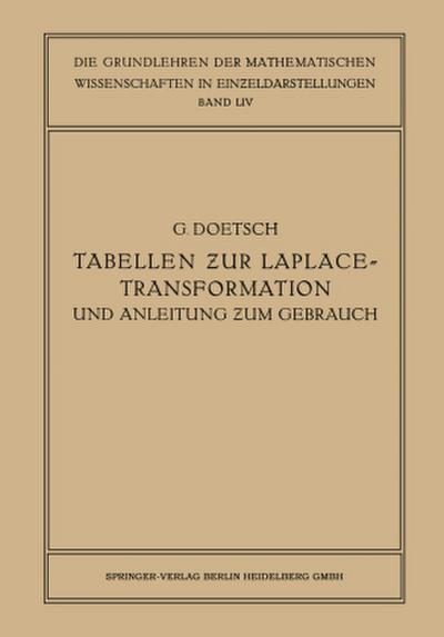 Tabellen zur Laplace-Transformation und Anleitung zum Gebrauch