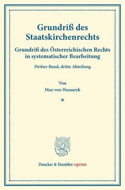 Grundriß des Staatskirchenrechts.