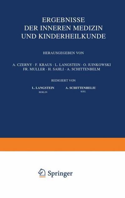 Ergebnisse der Inneren Medizin und Kinderheilkunde