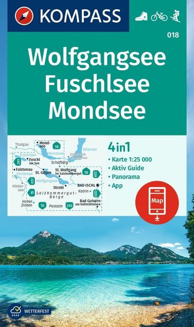 KOMPASS Wanderkarte 018 Wolfgangsee, Fuschlsee, Mondsee 1:25.000 