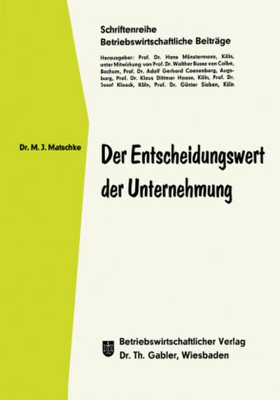 Der Entscheidungswert der Unternehmung