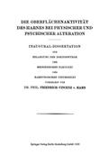 Die Oberflächenaktivität des Harnes bei Physischer und Psychischer Alteration