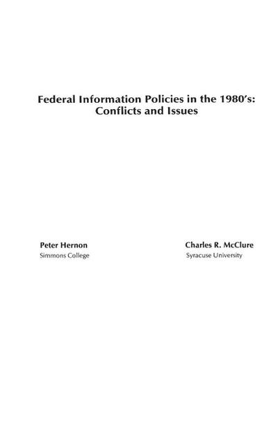 Federal Information Policies in the 1980’s