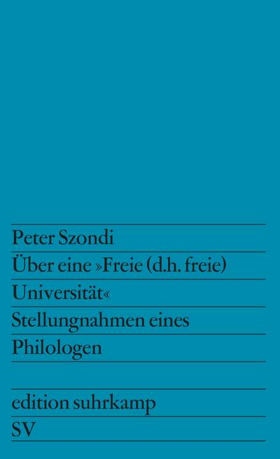 Über eine »Freie (d.h. freie) Universität«