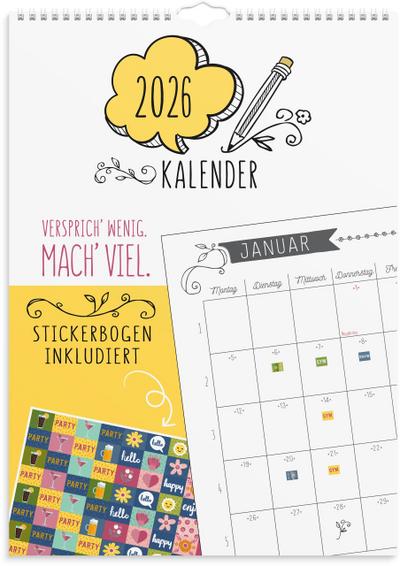 Burde Doodle Wandkalender 2026